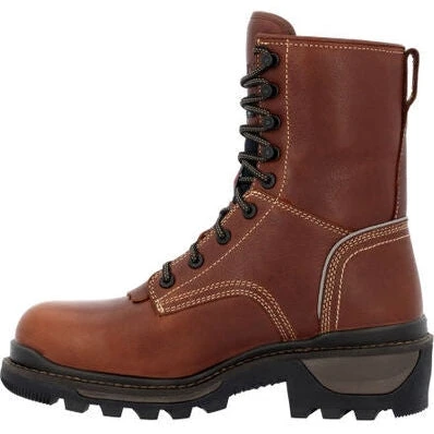 Rocky Men's Rams Horn Logger 9" WP 400G Comp Toe Work Boot Brown RKK0396 - Image 3
