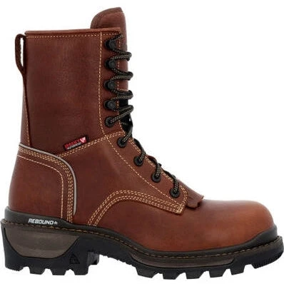 Rocky Men's Rams Horn Logger 9" WP Comp Toe Work Boot Brown RKK0397 - Image 2