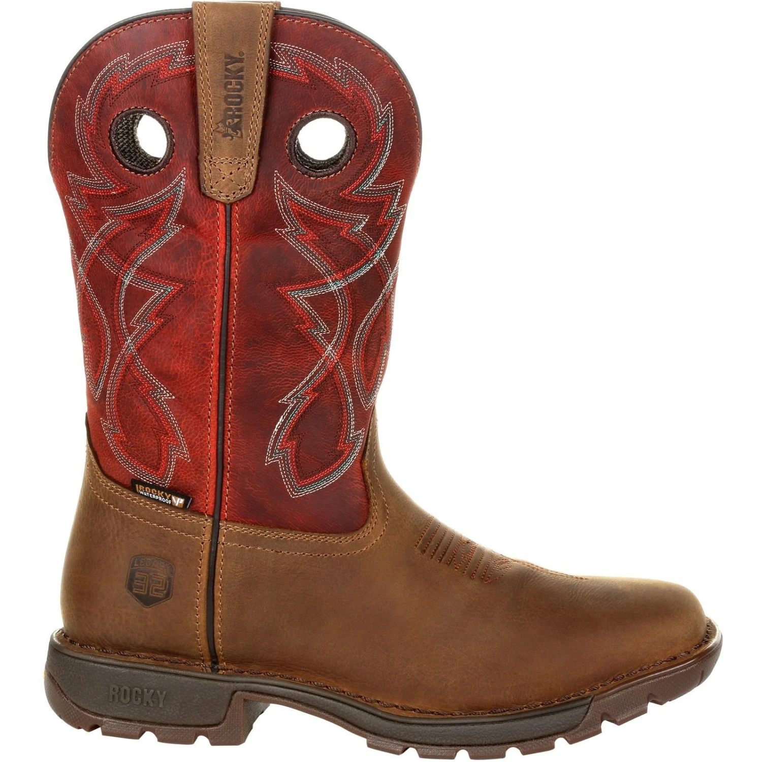Rocky Men's Legacy 32 11" Sqr Toe WP Western Work Boot- Red - RKW0316 - Image 5